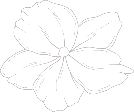 Simple line drawing of a five-petaled flower with visible veins on each petal and a small circular center—perfect for adding a delicate touch to your wedding experience.