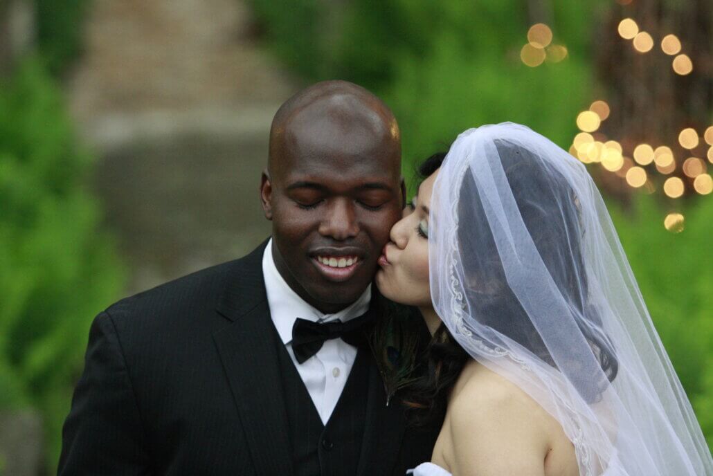 A very special inter-racial couple celebrate their love on their wedding day.